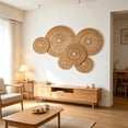 thumbnail image 4 of 6 Piece Boho Woven Wall Decor Set, Natural Paper Rope Handwoven Round Hanging Art, Rustic Farmhouse Wall Sculpture For Living Room, Bedroom, Entryway & Cafe, 4 of 8