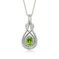 thumbnail image 2 of RYLOS Matching Jewelry Love Knot Set: Sterling Silver Tennis Bracelet, Ring & Necklace Gemstone w/ Diamonds Adjustable 7"-8" Wrist & 18" Chain Peridot August Birthstone; Size 10, 2 of 9