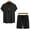 Black 2 Piece Summer Casual Outfits, variant on HOOMEUMY Men's 2 Piece Crew Neck Short Sleeve Shirt Shorts Set Summer Beach Solid Loose Fit Outfit Tracksuit Beige XXXL