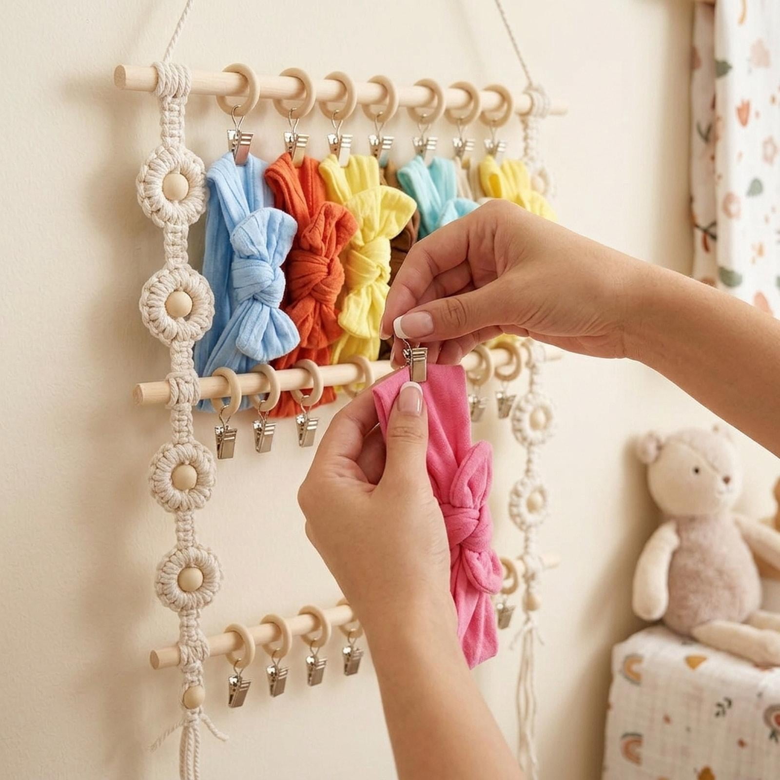 LeeQinersw Headband Holder for Girls Room Barrettes Hairpins Hair Accessories Organizer 35cmx55cm