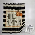 thumbnail image 3 of Shower Curtains for Bathroom, Hello Fall Waterproof Fabric Shower Curtain, Thanksgiving Orange Pumpkin Black Stripe Decorative Bathroom Curtain for Bathtub, 72"x84", No Hooks Included, 3 of 9