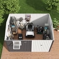 thumbnail image 4 of Garvee 10 x 8 FT Outdoor Storage Shed with Pushable Window, LED Light & Pegboard, Metal Garden Shed with Sloped Roof, Air Vent & Lockable Doors, Black, 4 of 8
