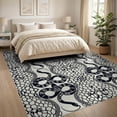 thumbnail image 3 of ODIKA 8'x10' Washable Area Rug Interlocking Scale Border Retro Aesthetic Snake Serpent Vintage Playful for Living Room, Under Sectional, Family , Durable, Non-Slip, 3 of 7