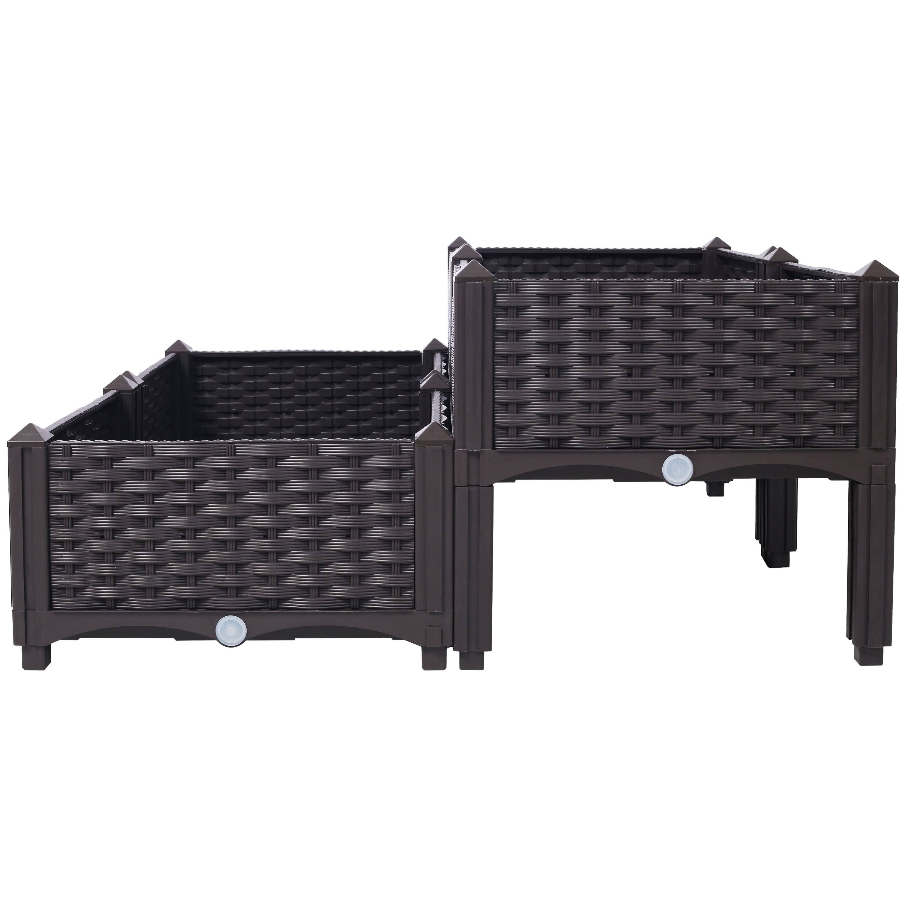 4 Piece Raised Garden Bed with Legs, Self-Watering Planter Box Raised Bed to Grow Flowers, Herbs & Vegetables, Brown