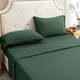 thumbnail image 4 of Pure Era 100% Cotton Soft Jersey Cotton 4pc Sheet Set Deep Pocket Fitted Sheet up to 20" Forest Green Full Size, 4 of 8
