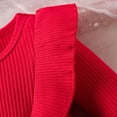 thumbnail image 5 of Mercatoo 𝐍ewborn Baby Girl Christmas Outfit I𝐧fant Romper Dress Long Sleeve 𝐑uffle Ribbed Bodysuit Headband Christmas Clothes, 5 of 8