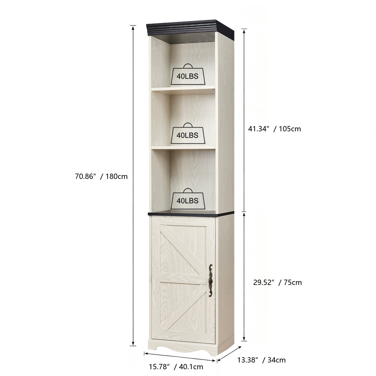 71" 3 Pcs Combined Storage Bookshelf Cabinet, 3 Tier Bookcase with Adjustable Shelf and Closed Cabinets