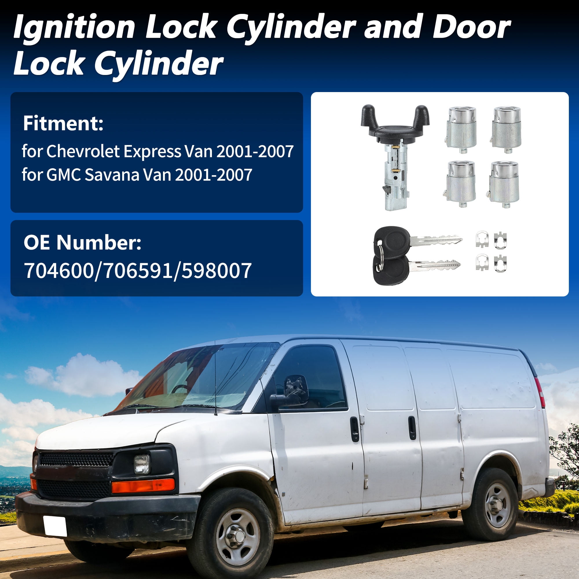 Unique Bargains Ignition Lock Cylinder and Door Lock for Chevrolet Express Van 2001-2007
