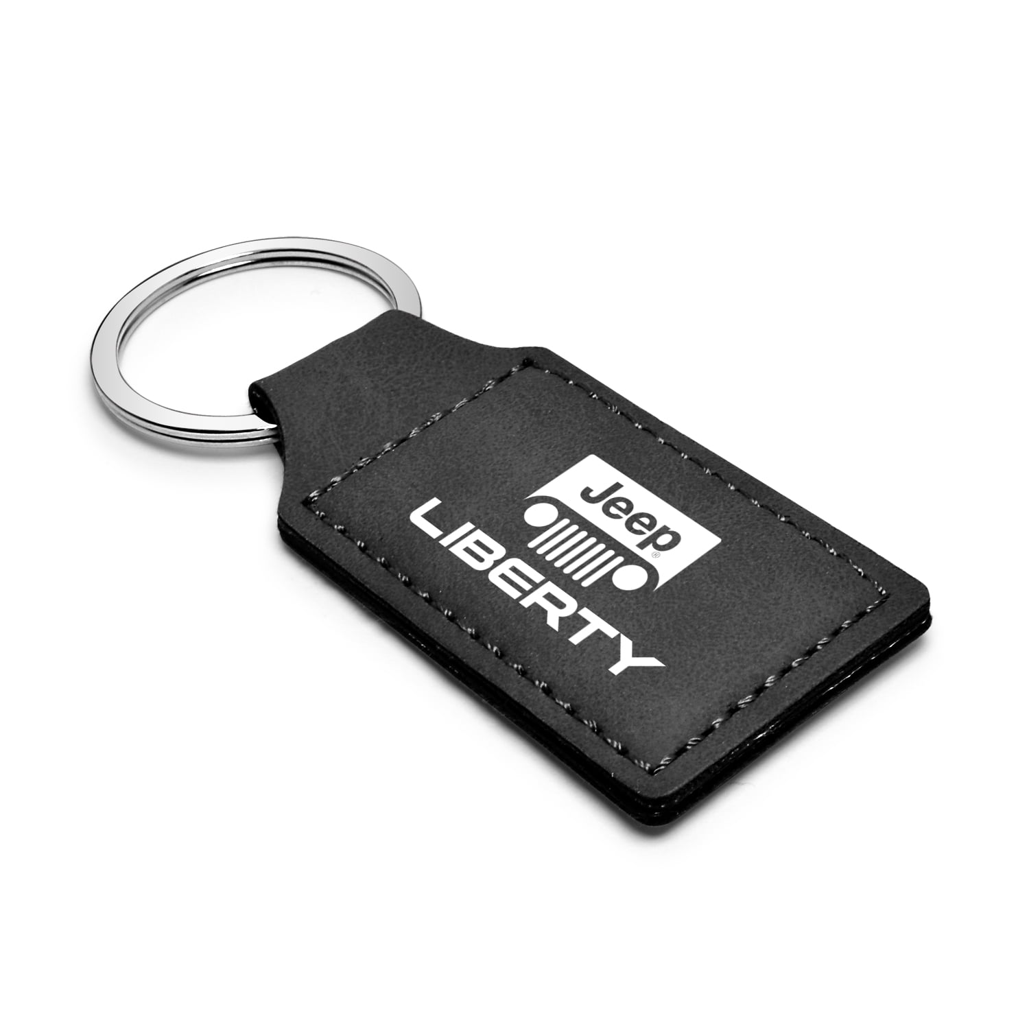 iPick Image Jeep in Green Rectangular Black Leather Key Chain