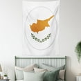 thumbnail image 4 of Cyprus Tapestry, Simple Illustration of Rounded Flag of Southern Cypriot Country, Wall Hanging for Bedroom Living Room Dorm Decor, 40W X 60L Inches, White Orange and Olive Green, by Ambesonne, 4 of 5