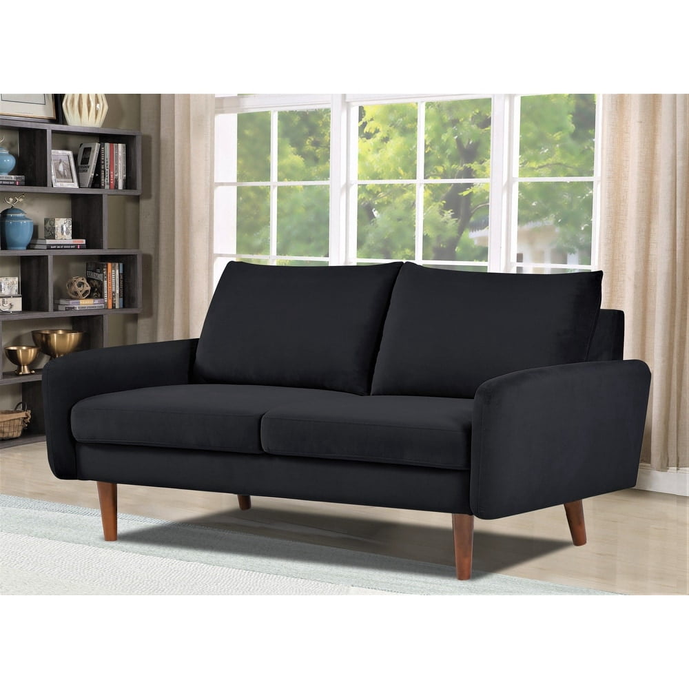 Uspridefurniture Maryellen 58''W Velvet Loveseat, Black