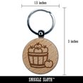 thumbnail image 2 of Basket of Apples Fruit Fall Round Keychain Charm Tag - Engraved Wood, 2 of 6