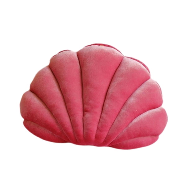 Almohada de peluche con forma de concha marina para decoración interior de coche, bonita, 15,7 x 10 pulgadas para la sala de estar. Rosa