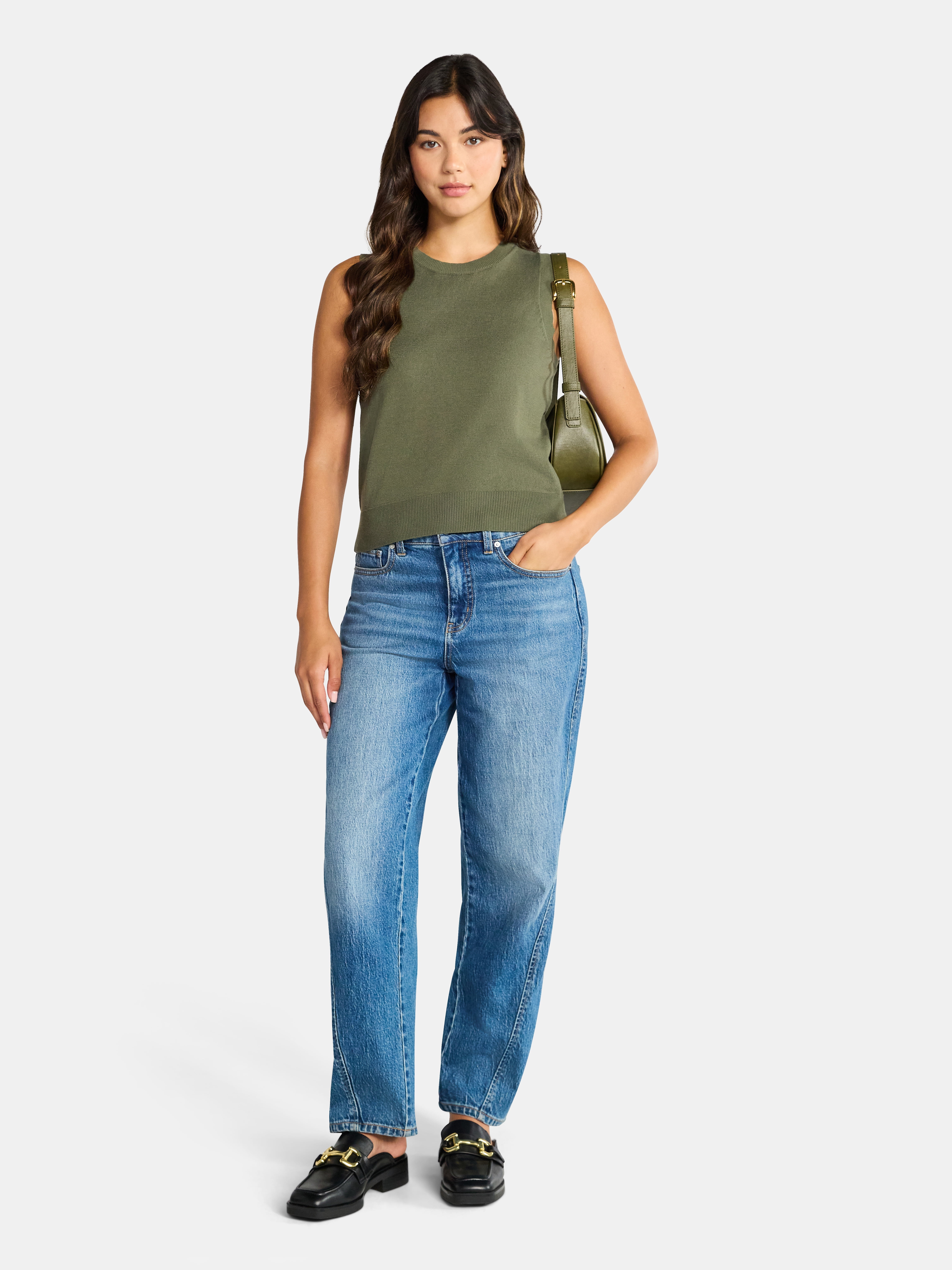 Time and Tru Women's Fine Gauge Sweater Tank Top, Lightweight, Sizes XS-XXXL