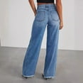 thumbnail image 4 of Yesfashion Women's Baggy Wide Leg Jeans High Rise Stretchy Denim Pants with Raw Hem & Comfort Fit, 4 of 7