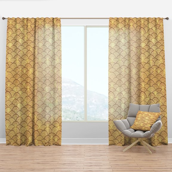 Designart 'Retro Golden Clouds In The Sky' Mid-Century Modern Curtain Panel