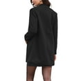 thumbnail image 3 of Winter Overcoat for Women's Notched Stand Collar Long Sleeve One Buttoned Mid-Length Coat Outerwear XS Black, 3 of 6
