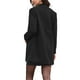 thumbnail image 3 of Abrigo de invierno para mujer con cuello con muesca, manga larga, cierre de un botón, abrigo de longitud media, exterior negro, 3 of 6