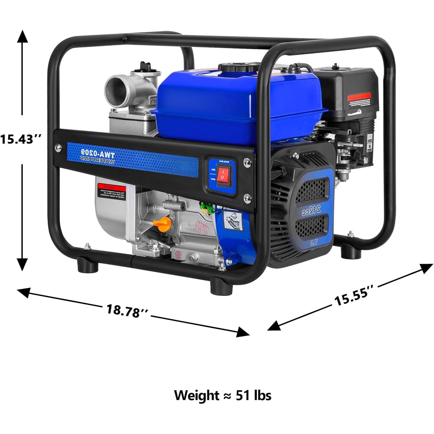 ANLIBATT 7HP Semi Trash Pump 158 GPM 2" EPA Gas Powered High Pressure Water Transfer Pumps Irrigation Suction Pipe Complete Hose Kits Included