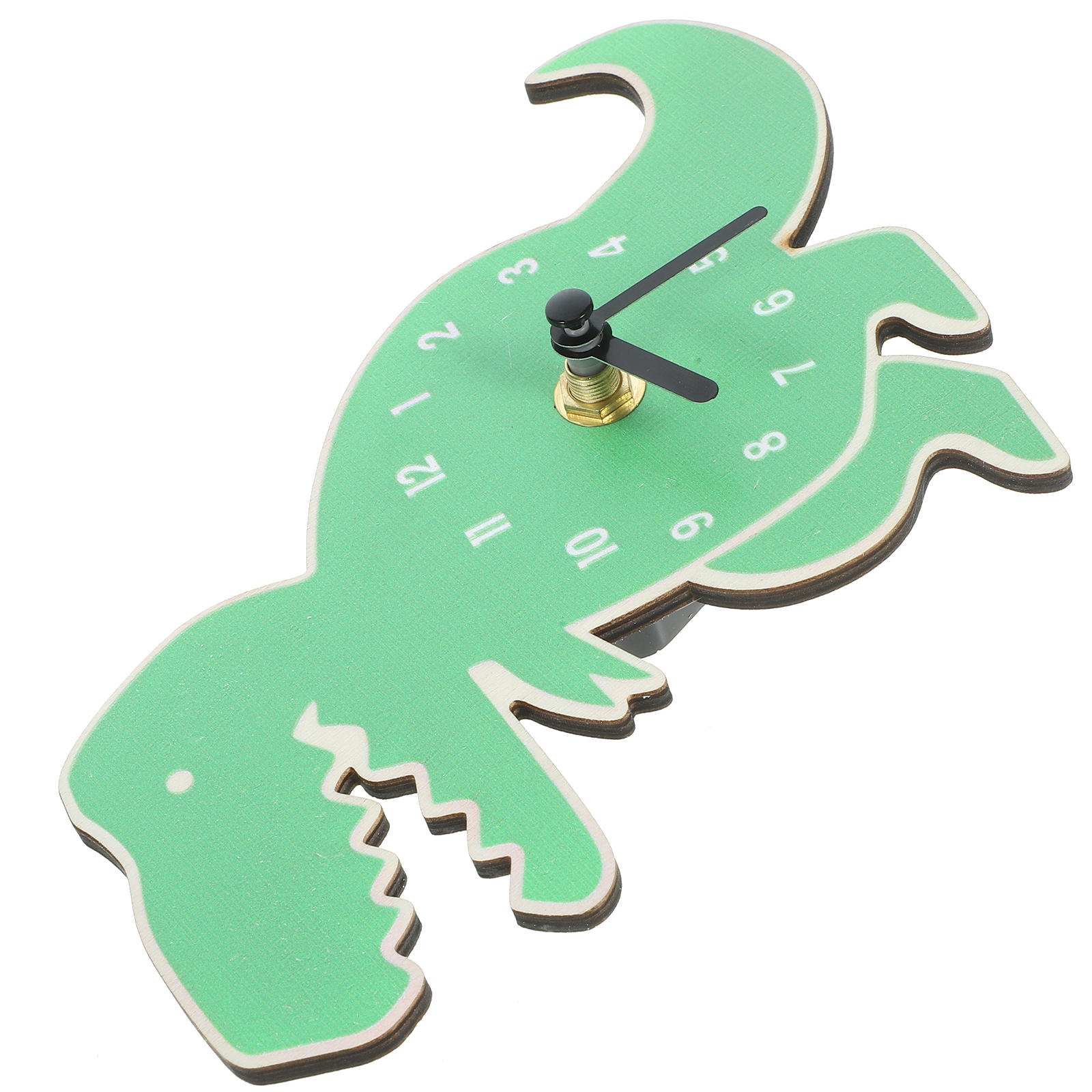 Phenofice Green Dinosaur Shaped Wall Clock Silent Mechanism with Large Numbers for Bedroom Decor
