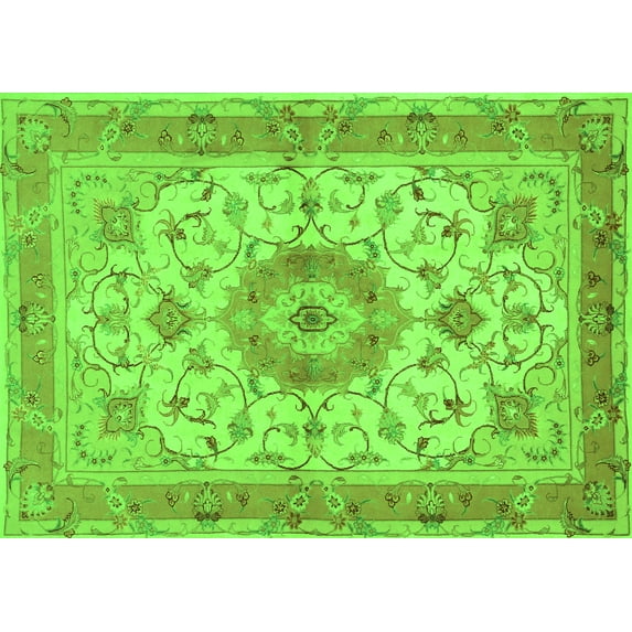 Ahgly Company Indoor Rectangle Persian Green Traditional Area Rugs, 8' x 10'