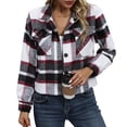 thumbnail image 1 of Chaqueta corta a cuadros chaqueta corta a cuadros a cuadros botones de una sola cuello vuelto todo a juego con bolsillo para exteriores ANGGREK Otros, 1 of 7