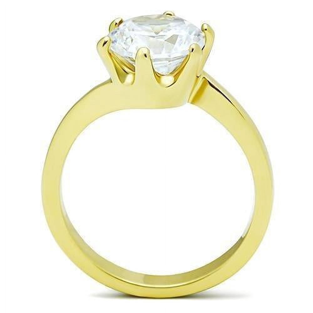 Womens Gold Ring Stainless Steel Anillo Color Oro Para Mujer Ninas Acero Inoxidable with AAA Grade CZ in Clear Bethal