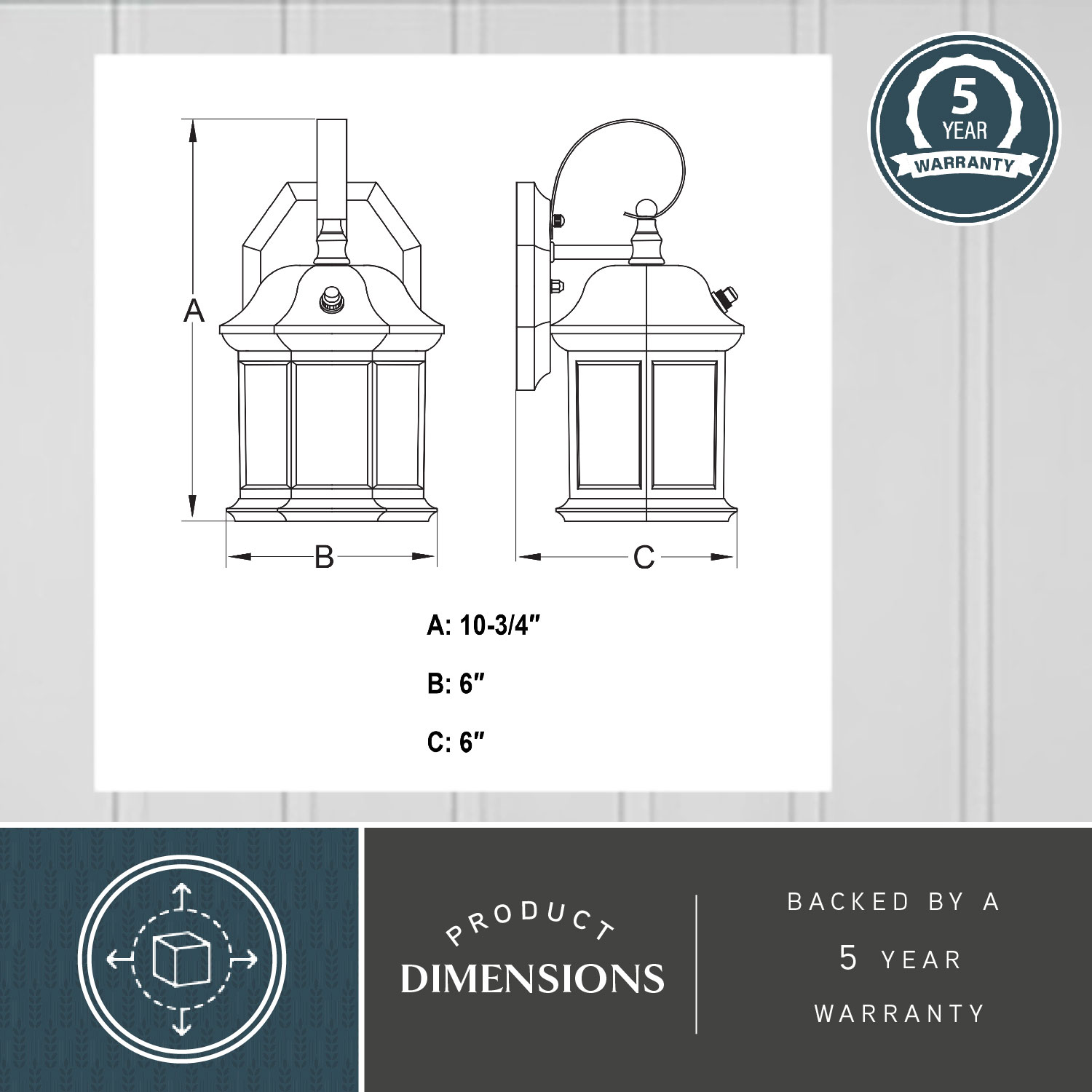 Wellington Aluminum 6-in. 1 Light Dusk to Dawn Medium Bronze Outdoor Wall Lantern Clear Glass