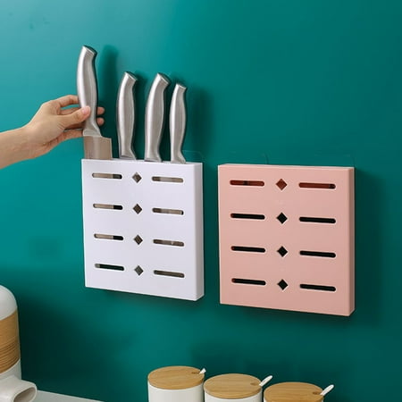 

gotofar Wall-Mounted Adhesive Drain Knife Rack Holder Storage Container Cutlery Organizer for Kitchen