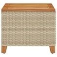 thumbnail image 3 of vidaXL Garden Table Beige 45x45x37 cm Poly Rattan Acacia Wood, 3 of 5