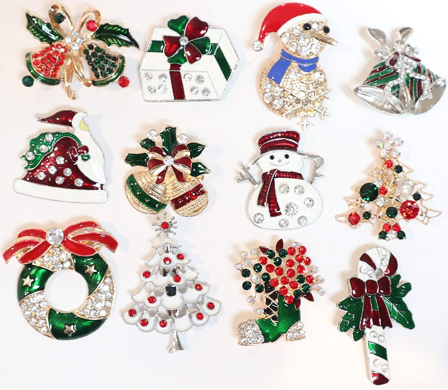 Gifts by RD Set of 12 Vintage Christmas Brooch Lot/Holiday Brooch
