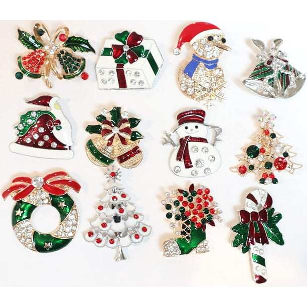 Gifts by RD Set of 12 Vintage Christmas Brooch Lot/Holiday Brooch