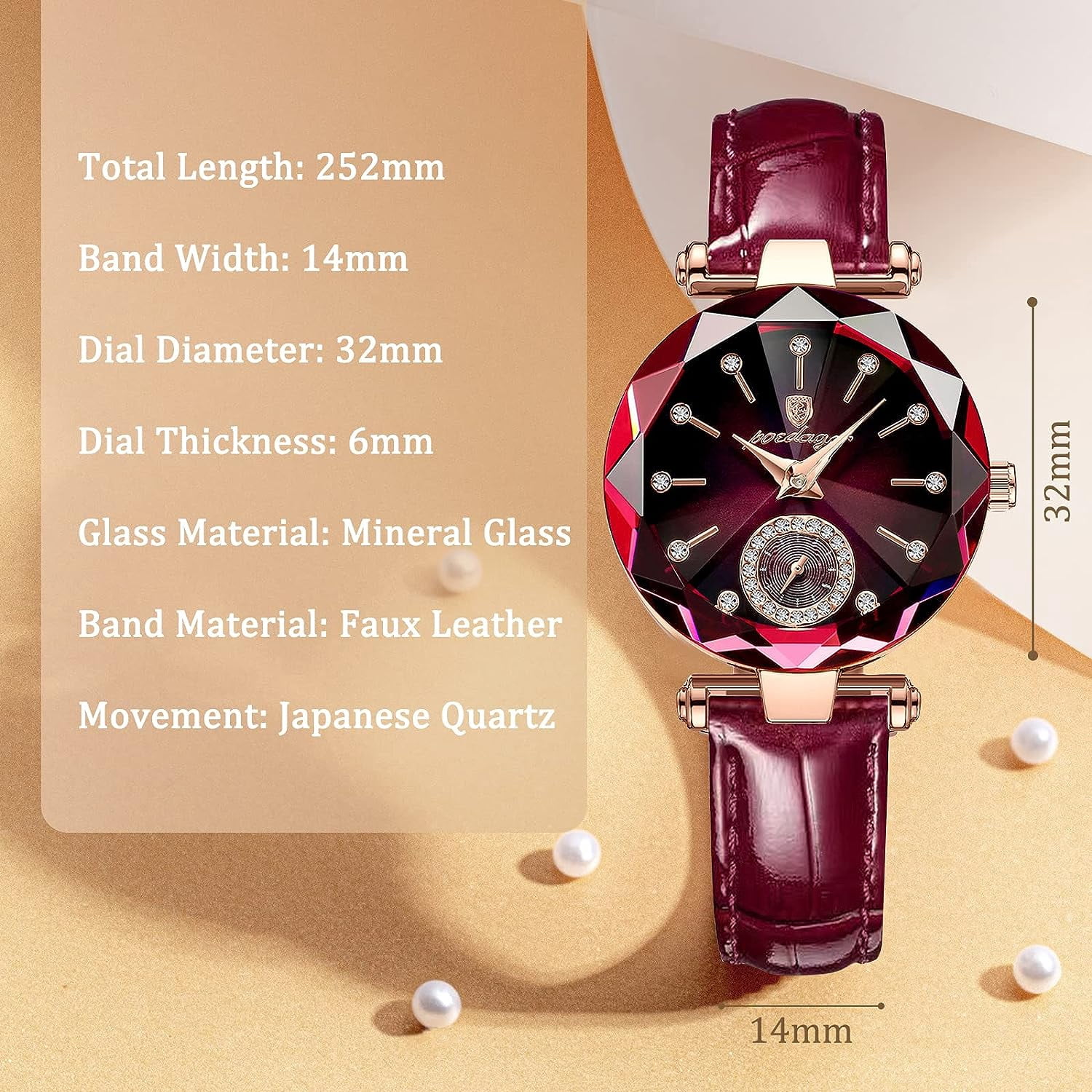 Watches for Women with Elegant Leather Strap, Fashion Analog  display picture 1