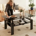 thumbnail image 4 of Rectangle Black Glass Coffee Table, Clear Coffee Table,Modern Side Center Tables for Living Room,Living Room Furniture, 4 of 5