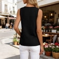 thumbnail image 6 of ClodeEU Women's Crochet Lace V Neck Sleeveless Button Blouse ,Solid Color Casual Tank Top Black,Women's Plus XL, 6 of 9