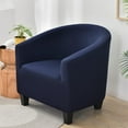 thumbnail image 3 of Solid Color Stretch Sofa Slipcover Loveseat Cushion with Arms and Seat Chair Covers Armchair Slipcovers for Bedroom Living Room Dark Blue, 3 of 10