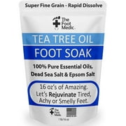 Tea Tree Oil Foot Soak with Epsom Salt: for Athletes Foot, Itchy feet, Pain Relief, Pedicure Foot Spa, Foot Detox Therapy, Calluses, Foot Fungus Antifungal, Foot Health Care 16 oz The Foot Medic
