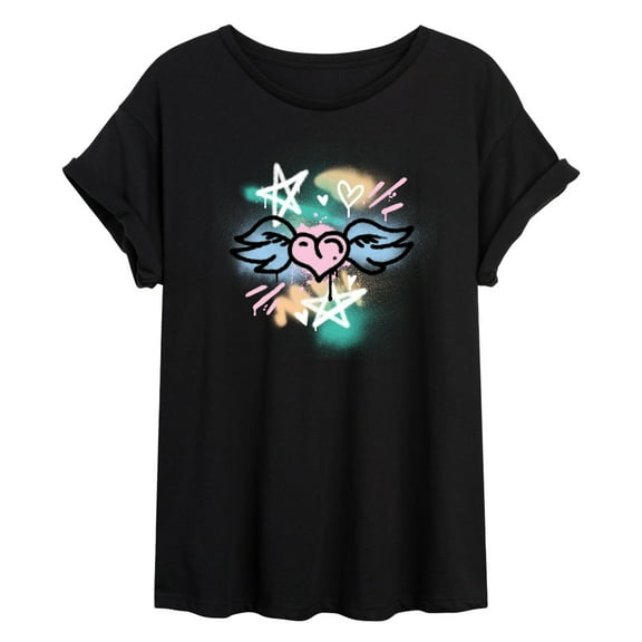 Instant Message - Spray Heart - Women's Oversized Graphic T-Shirt