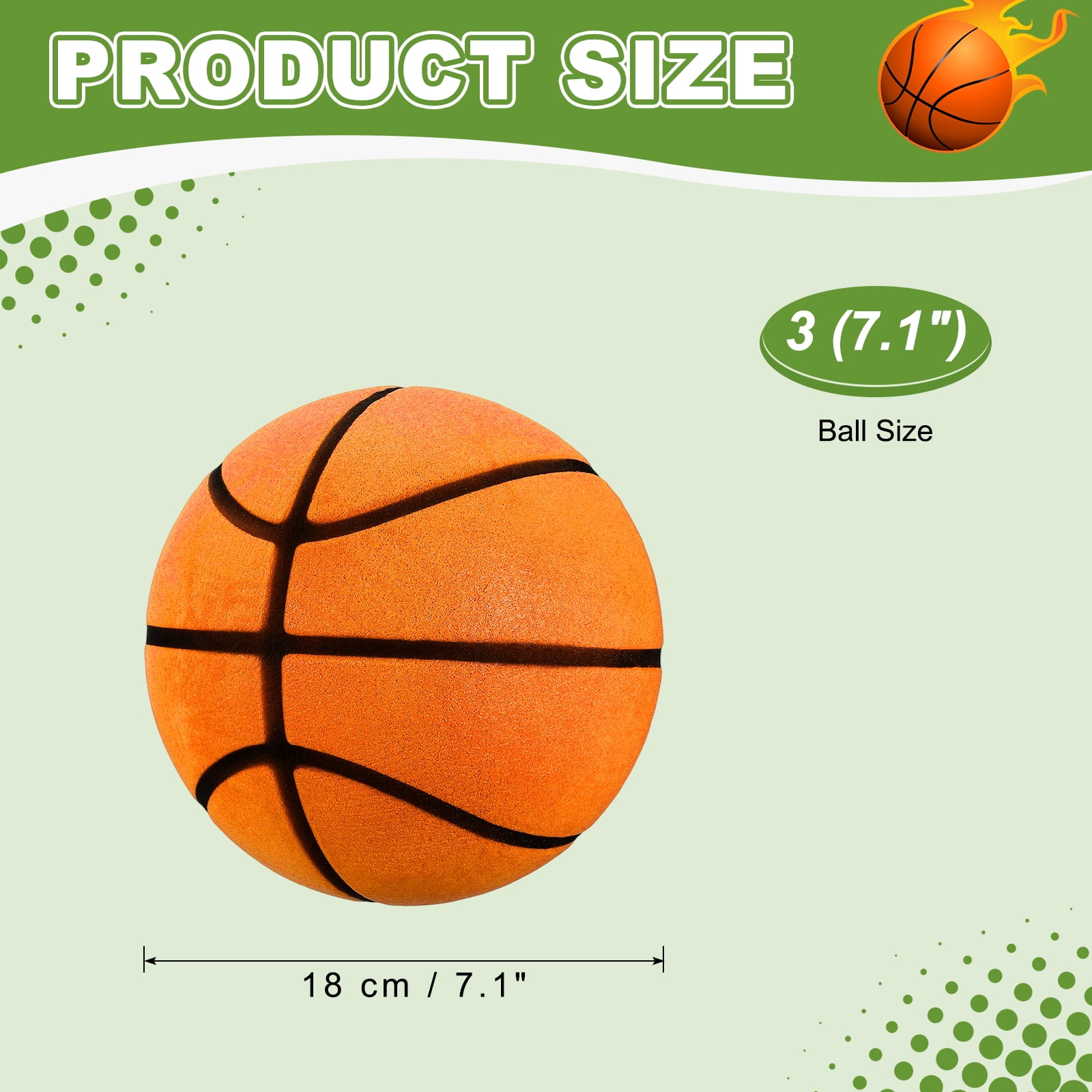Uxcell Silent Basketball, Size 3 (7.1") Quiet Basketball High Density Foam No Noise 3D Sculpted Groove Bouncing Ball with Net Bag & Orange - Fit for (Indoor Training/Dribbling Practice)