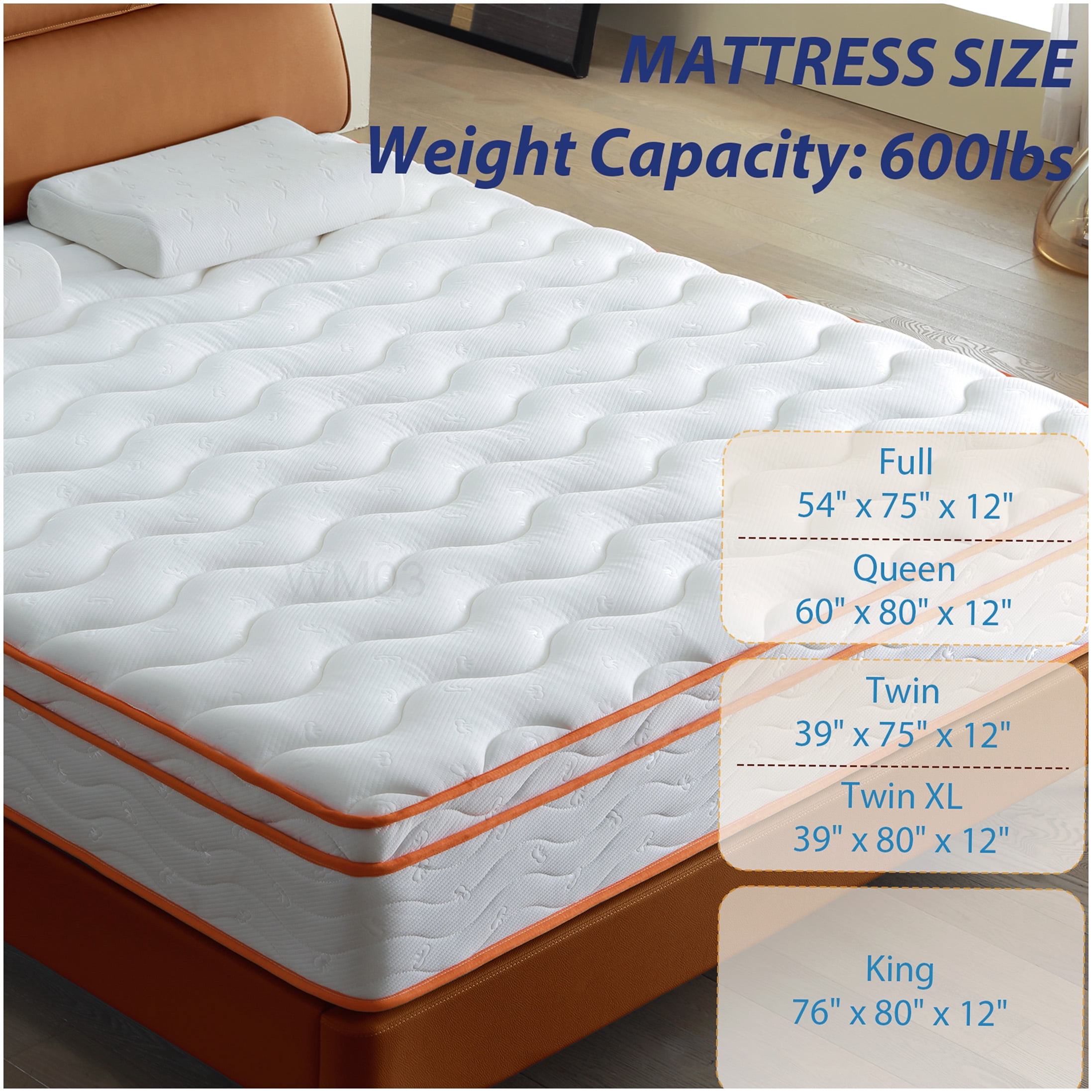 CHAMPFLAG King Size Hybrid Mattress 12 Inch with Euro Top, Medium Firm for Back Support, Cooling Gel Foam, Motion Isolation, Edge Support, CertiPUR-US, Bed in a Box