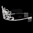 thumbnail image 3 of HONMEET Women's Hair Barrettes Bridal Crown for Engagements in Silver 1Pack, 3 of 6