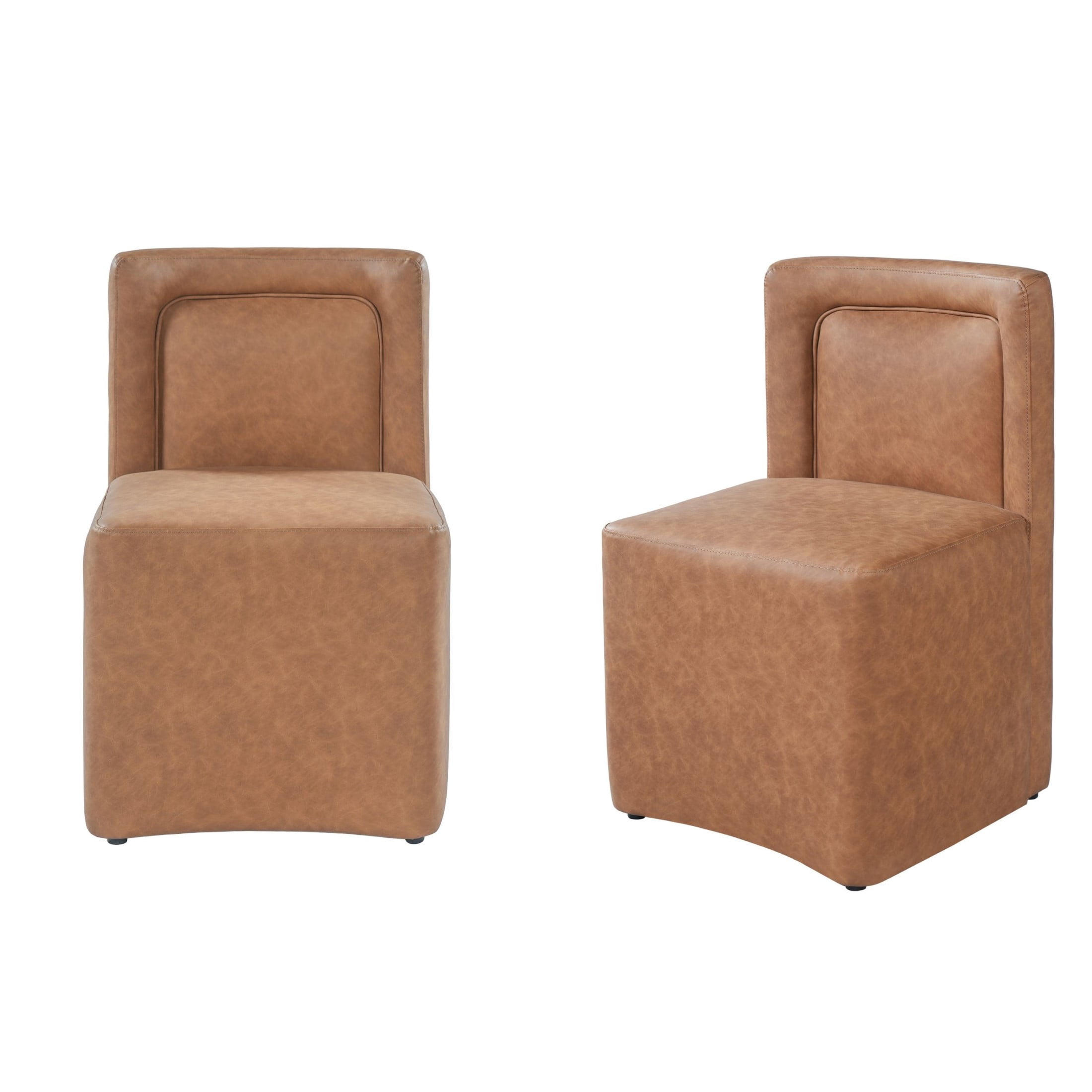 Christopher Knight Home Modern PU Upholstered Armless Dining Chairs, Camel, Set of 2