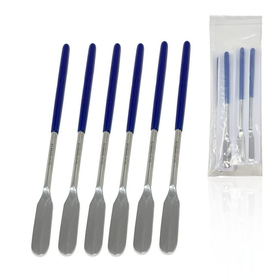Scientific Labwares Micro Lab Spoon/Scoop Spatula with Stainless Steel Blade Vinyl Handle - 9 in (6PK)