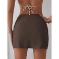 thumbnail image 4 of Falda para Mujer de Cintura Alta, Fruncida, Corta y Cruzada. Marrón M, 4 of 7