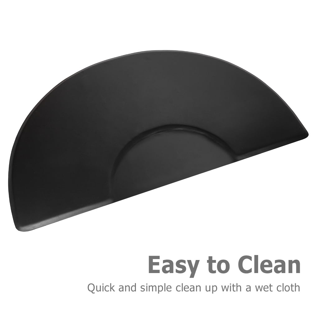 Kepooman 3' x 5' Salon Anti Fatigue Mats, Beauty Salon PU Rectangle Salon Mat, Standing Mat, Half Round Salon and Barber Shop Chair Anti-Fatigue Floor Mat for Hair Stylist, Black