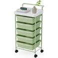 thumbnail image 1 of Chariot de Rangement Roulant avec Tiroirs, Chariot Utilitaire avec 5 Tiroirs et Plateau, Chariot Utilitaire à 5 Niveaux sur Roues, Organisateur de Tiroir de Rangement Polyvalent avec Roues Verrouillables pour Maison Bureau École, Vert, 1 of 8