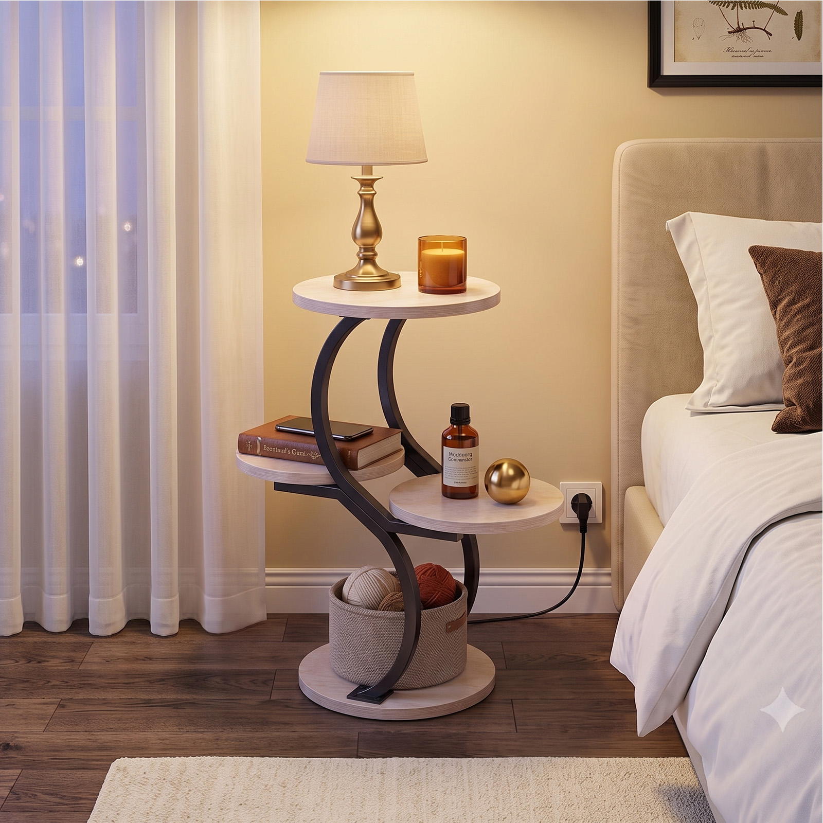 Biemlerfn 4-Tier Round Side Table, White Maple photo 4