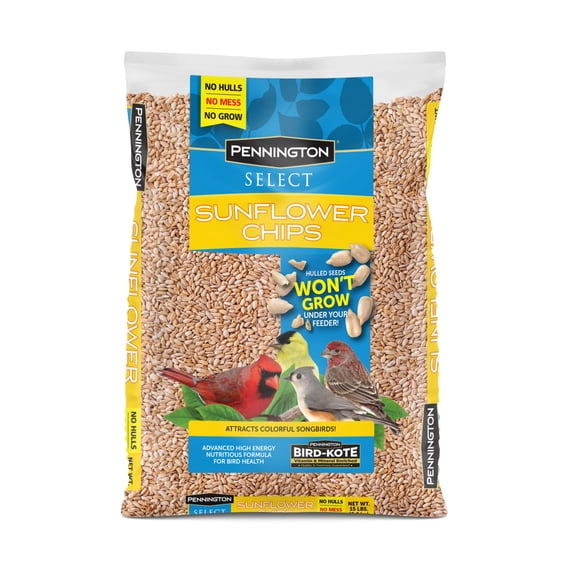 Pennington Recipe Selects Sunflower Chips, Dry Wild Bird Food and Seed, 15 lb. Bag, 1 Pack