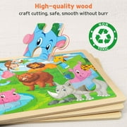 SYNARRY Large Wooden Puzzles for Kids 6-in-1 Gift Box(Each 60 pcs), FSC Certified, Educational Jigsaw Puzzle for Preschool Kids Ages 3-6, Wooden Puzzles for Boys Ages 3-8