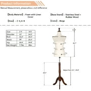 Bonnlo Upgraded Female Dress Form, Mannequin Torso Body with Adjustable Rubber Wood Stand for Dress Jewelry Display (White, 6-8)